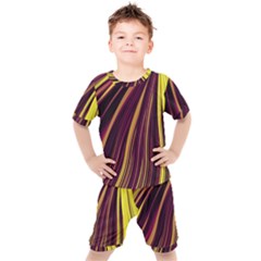 Lines Swinging Fantasy Kids  Tee And Shorts Set by Bajindul