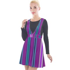 Fabric Pattern Color Structure Plunge Pinafore Velour Dress by Bajindul