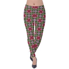 Decorative Flower Velvet Leggings by Bajindul