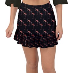 Flamingo Pattern Black Fishtail Mini Chiffon Skirt by snowwhitegirl