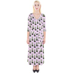 Cactus Pink Pattern Quarter Sleeve Wrap Maxi Dress by snowwhitegirl