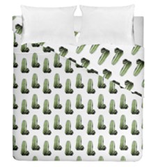 Cactus White Pattern Duvet Cover Double Side (queen Size) by snowwhitegirl