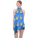 Emojis Hands Fingers Halter Asymmetric Satin Top View1