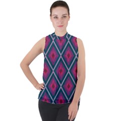 Purple Textile And Fabric Pattern Mock Neck Chiffon Sleeveless Top by Pakrebo