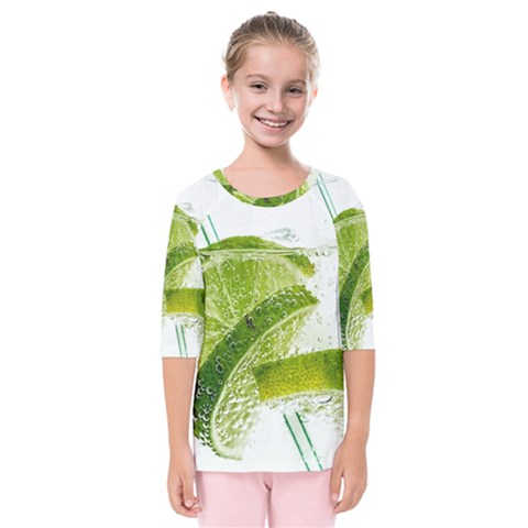 Lime Club Soda Drink Cocktail Kids  Quarter Sleeve Raglan Tee by Pakrebo