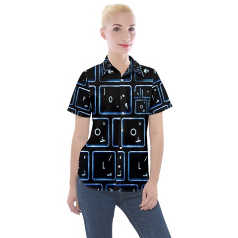 Contemporary Electronics Graphic Modern Women s Short Sleeve Pocket Shirt by Pakrebo