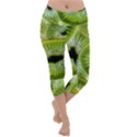 Sliced Kiwi Fruits Green Lightweight Velour Capri Yoga Leggings View1