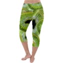 Sliced Kiwi Fruits Green Lightweight Velour Capri Yoga Leggings View4