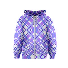 Geometric Plaid Purple Blue Kids  Zipper Hoodie by Mariart