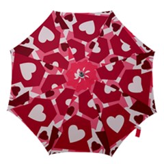 Pink Hearts Pattern Love Shape Hook Handle Umbrellas (medium) by Bajindul