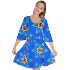 Pattern Backgrounds Blue Star Velour Kimono Dress by HermanTelo