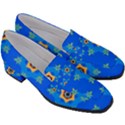 Pattern Backgrounds Blue Star Women s Chunky Heel Loafers View3