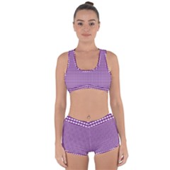 Gingham Plaid Fabric Pattern Purple Racerback Boyleg Bikini Set by HermanTelo