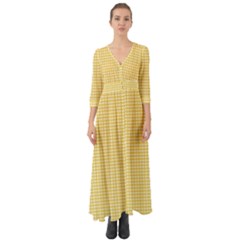 Gingham Plaid Fabric Pattern Yellow Button Up Boho Maxi Dress by HermanTelo