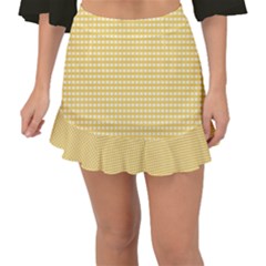 Gingham Plaid Fabric Pattern Yellow Fishtail Mini Chiffon Skirt by HermanTelo