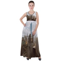 Architectural Design Architecture Buildings City Empire Waist Velour Maxi Dress by Pakrebo