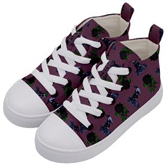 Gothic Girl Rose Mauve Pattern Kids  Mid-top Canvas Sneakers by snowwhitegirl