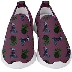 Gothic Girl Rose Mauve Pattern Kids  Slip On Sneakers by snowwhitegirl