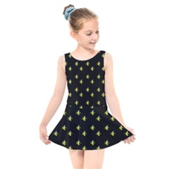 Peeled Banana On Black Kids  Skater Dress Swimsuit by snowwhitegirl