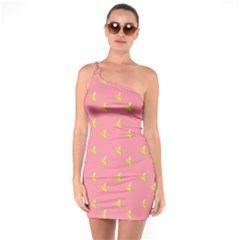 Peeled Banana On Pink One Soulder Bodycon Dress by snowwhitegirl