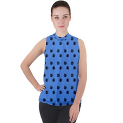 Blue Eyes Mock Neck Chiffon Sleeveless Top by snowwhitegirl