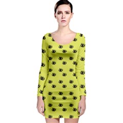 Yellow Eyes Long Sleeve Bodycon Dress by snowwhitegirl