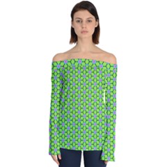 Pattern Green Off Shoulder Long Sleeve Top by Mariart