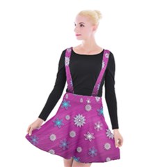 Snowflakes Winter Christmas Purple Suspender Skater Skirt by HermanTelo