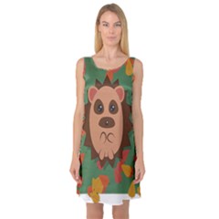 Hedgehog Animal Cute Cartoon Sleeveless Satin Nightdress by Sudhe