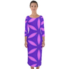 Purple Quarter Sleeve Midi Bodycon Dress by HermanTelo