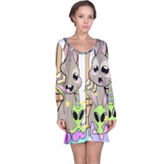 Graphic Kawaii Bunnies Long Sleeve Nightdress by Sudhe