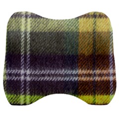 Yellow Plaid Flannel Velour Head Support Cushion by snowwhitegirl