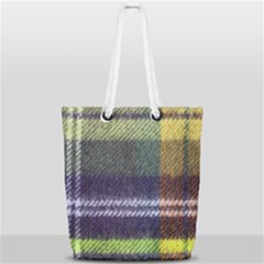 Yellow Plaid Flannel Full Print Rope Handle Tote (small) by snowwhitegirl