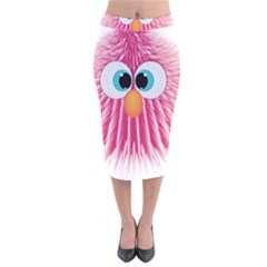 Bird Fluffy Animal Cute Feather Pink Velvet Midi Pencil Skirt by Sudhe