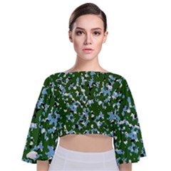 Greencamo1 Tie Back Butterfly Sleeve Chiffon Top by designsbyamerianna