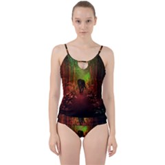 The Lonely Wolf In The Night Cut Out Top Tankini Set by FantasyWorld7