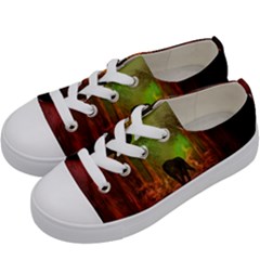 The Lonely Wolf In The Night Kids  Low Top Canvas Sneakers by FantasyWorld7