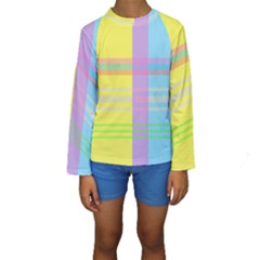 Easter Background Easter Plaid Kids  Long Sleeve Swimwear by Simbadda