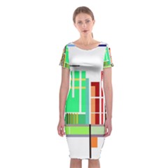 Business Finance Statistics Graphic Classic Short Sleeve Midi Dress by Simbadda