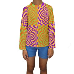 Pop Art Orange Background Kids  Long Sleeve Swimwear by Simbadda