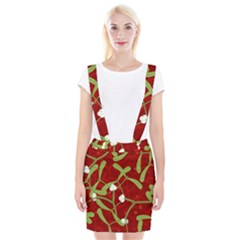 Mistletoe Christmas Texture Advent Braces Suspender Skirt by Simbadda