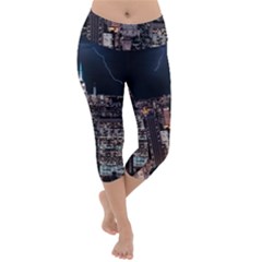 Architecture Buildings City Lightweight Velour Capri Yoga Leggings by Simbadda