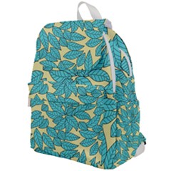 Leaves Dried Leaves Stamping Blue Yellow Top Flap Backpack by Simbadda