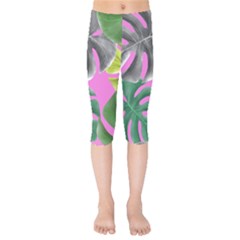 Tropical Greens Leaves Design Kids  Capri Leggings  by Simbadda