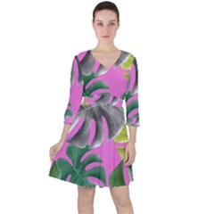 Tropical Greens Leaves Design Ruffle Dress by Simbadda