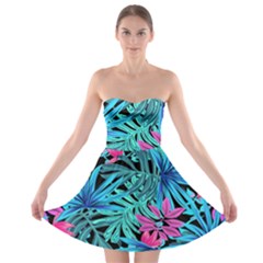 Leaves Picture Tropical Plant Strapless Bra Top Dress by Simbadda