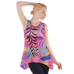 Illustration Reason Leaves Design Side Drop Tank Tunic by Simbadda