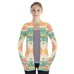 Shapes In Pastel Colors                    Women s Open Front Pockets Cardigan by LalyLauraFLM