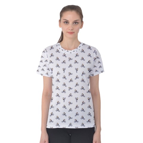 Cycling Motif Design Pattern Women s Cotton Tee by dflcprintsclothing