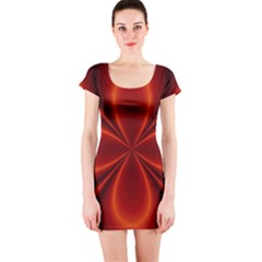 Abstract Background Design Red Short Sleeve Bodycon Dress by Sudhe